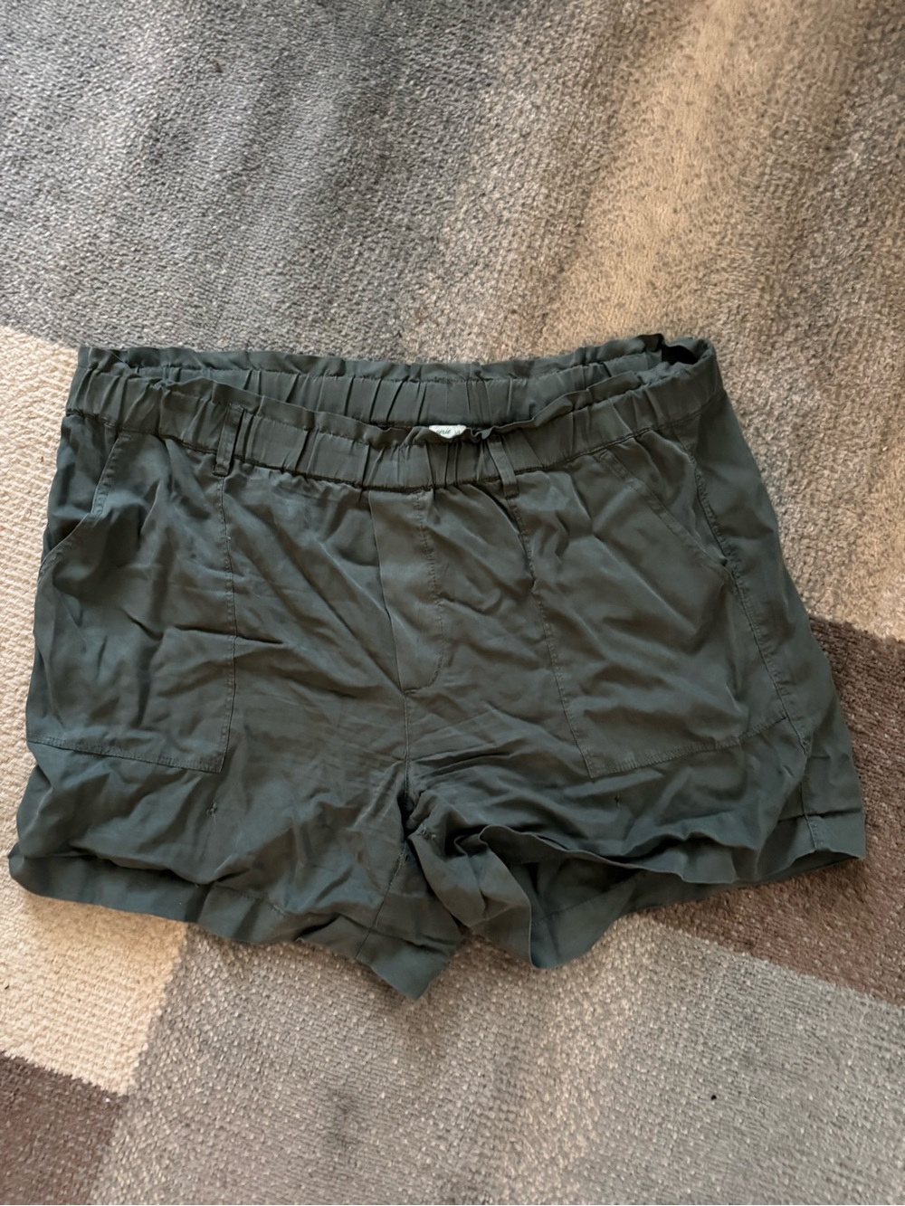 aerie Olive Green Elastic-Waist Casual Athletic Shorts